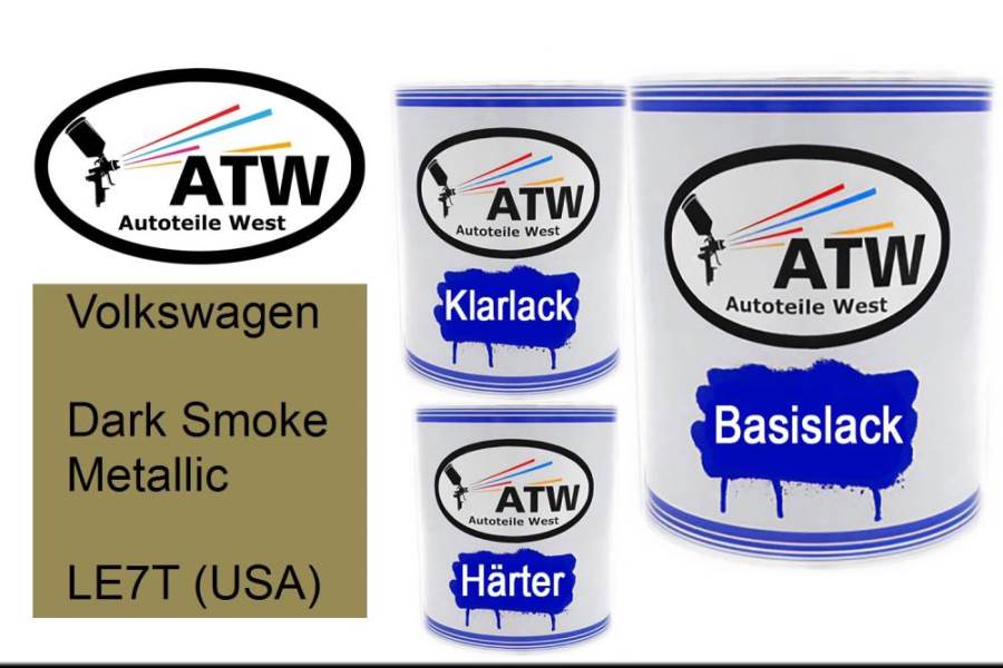 Volkswagen, Dark Smoke Metallic, LE7T (USA): 1L Lackdose + 1L Klarlack + 500ml Härter - Set, von ATW Autoteile West.